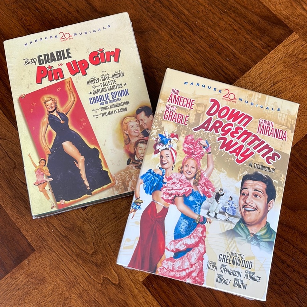 NEVER OPENED SEALED - BETTY GRABLE - PIN UP GIRL & DOWN ARGENTINE WAY - DVDS!!